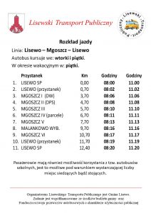 Rozkład jazdy: 2. Lisewo- Mgoszcz – Lisewo