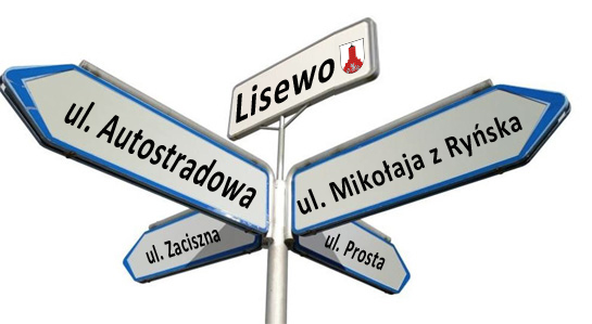 Znak z nowymi ulicami w Lisewie