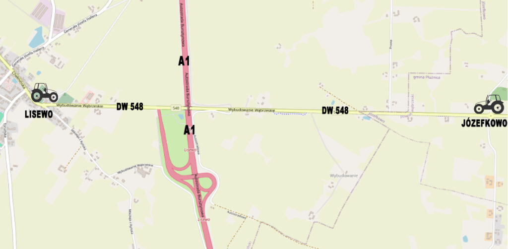 Mapa - odcinek drogi, na której odbędzie się protest.