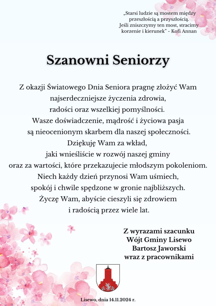 Treśc życzeń dla seniorów