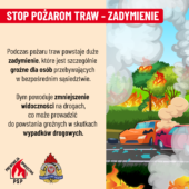 Grafika informacyjna pożar trawy